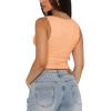 imageREORIA Womens Sexy VNeck Sleeveless Double Lined Going Out Y2K Trendy Lace Cropped Tank TopsPeach Fuzz