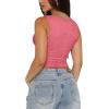 imageREORIA Womens Sexy VNeck Sleeveless Double Lined Going Out Y2K Trendy Lace Cropped Tank TopsPeach Pink