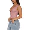 imageREORIA Womens Sexy VNeck Sleeveless Double Lined Going Out Y2K Trendy Lace Cropped Tank TopsPink