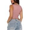 imageREORIA Womens Sexy VNeck Sleeveless Double Lined Going Out Y2K Trendy Lace Cropped Tank TopsPink