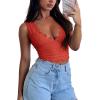 imageREORIA Womens Sexy VNeck Sleeveless Double Lined Going Out Y2K Trendy Lace Cropped Tank TopsRusty Red