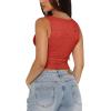 imageREORIA Womens Sexy VNeck Sleeveless Double Lined Going Out Y2K Trendy Lace Cropped Tank TopsRusty Red