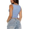imageREORIA Womens Sexy VNeck Sleeveless Double Lined Going Out Y2K Trendy Lace Cropped Tank TopsSky Blue