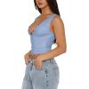 imageREORIA Womens Sexy VNeck Sleeveless Double Lined Going Out Y2K Trendy Lace Cropped Tank TopsSky Blue