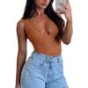 imageREORIA Womens Sexy VNeck Sleeveless Double Lined Going Out Y2K Trendy Lace Cropped Tank TopsTopaz