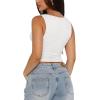 imageREORIA Womens Sexy VNeck Sleeveless Double Lined Going Out Y2K Trendy Lace Cropped Tank TopsWhite