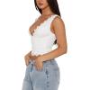 imageREORIA Womens Sexy VNeck Sleeveless Double Lined Going Out Y2K Trendy Lace Cropped Tank TopsWhite