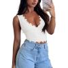 imageREORIA Womens Sexy VNeck Sleeveless Double Lined Going Out Y2K Trendy Lace Cropped Tank TopsWhite