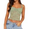 imageREORIA Lace Tops for Women Halter Sexy Going Out Tank Crop Y2K Fashion Top 2025 TrendyLight Green