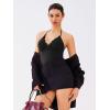 imageREORIA Lace Trim Halter Deep VNeck Tank Top Soft Y2K Sexy Sleeveless Tops 2025 SpringSummer Designer CollectionBlack Onyx