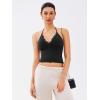 imageREORIA Lace Trim Halter Deep VNeck Tank Top Soft Y2K Sexy Sleeveless Tops 2025 SpringSummer Designer CollectionBlack Onyx