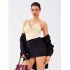 imageREORIA Lace Trim Halter Deep VNeck Tank Top Soft Y2K Sexy Sleeveless Tops 2025 SpringSummer Designer CollectionButtercream