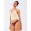 imageREORIA Lace Trim Halter Deep VNeck Tank Top Soft Y2K Sexy Sleeveless Tops 2025 SpringSummer Designer CollectionButtercream
