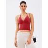 imageREORIA Lace Trim Halter Deep VNeck Tank Top Soft Y2K Sexy Sleeveless Tops 2025 SpringSummer Designer CollectionRibbon Red