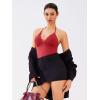 imageREORIA Lace Trim Halter Deep VNeck Tank Top Soft Y2K Sexy Sleeveless Tops 2025 SpringSummer Designer CollectionRibbon Red