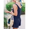 imageREORIA Womens Basic Summer Scoop Neck Sleeveless Tank Top Short jumpsuit Rompers04navy Blue