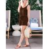 imageREORIA Womens Basic Summer Scoop Neck Sleeveless Tank Top Short jumpsuit RompersBrown