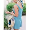 imageREORIA Womens Basic Summer Scoop Neck Sleeveless Tank Top Short jumpsuit RompersLight Blue