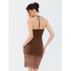 imageREORIA Womens Halter Neck Strapless Lace Trim Bodycon Dress KneeLength Outfit 2025 SpringSummer Designer CollectionChocolate Lab