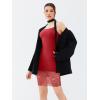 imageREORIA Womens Halter Neck Strapless Lace Trim Bodycon Dress KneeLength Outfit 2025 SpringSummer Designer CollectionRibbon Red