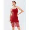 imageREORIA Womens Halter Neck Strapless Lace Trim Bodycon Dress KneeLength Outfit 2025 SpringSummer Designer CollectionRibbon Red