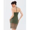 imageREORIA Womens Halter Neck Strapless Lace Trim Bodycon Dress KneeLength Outfit 2025 SpringSummer Designer CollectionThyme