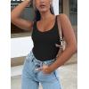 imageREORIA Womens Scoop Neck Sleeveless Bodysuits Sexy Backless Slimming Double Lined Basic Tank Top Body Suits Black Medium