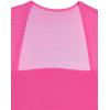 imageREORIA Womens Sexy Square Neck Short Sleeve Sheer Mesh Slim Fit 2024 Trendy Going Out Crop TopsNeon Rose Red