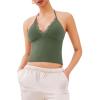 imageREORIA Lace Trim Halter Deep VNeck Tank Top Soft Y2K Sexy Sleeveless Tops 2025 SpringSummer Designer CollectionThyme