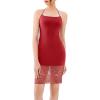 imageREORIA Womens Halter Neck Strapless Lace Trim Bodycon Dress KneeLength Outfit 2025 SpringSummer Designer CollectionRibbon Red