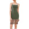 imageREORIA Womens Halter Neck Strapless Lace Trim Bodycon Dress KneeLength Outfit 2025 SpringSummer Designer CollectionThyme