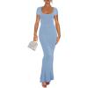 imageREORIA Womens 2025 Sexy Scoop Neck Lounge Long Dress Elegant Basic Short Sleeve Ribbed Bodycon Maxi DressesBlue