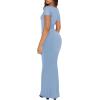 imageREORIA Womens 2025 Sexy Scoop Neck Lounge Long Dress Elegant Basic Short Sleeve Ribbed Bodycon Maxi DressesBlue