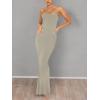 imageREORIA Womens Basic Sexy Lounge Slip Long Dress Elegant Sleeveless Backless Ribbed Bodycon Maxi DressesAntique Pewter