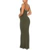 imageREORIA Womens Basic Sexy Lounge Slip Long Dress Elegant Sleeveless Backless Ribbed Bodycon Maxi DressesArmy Green