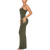 imageREORIA Womens Basic Sexy Lounge Slip Long Dress Elegant Sleeveless Backless Ribbed Bodycon Maxi DressesArmy Green