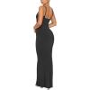 imageREORIA Womens Basic Sexy Lounge Slip Long Dress Elegant Sleeveless Backless Ribbed Bodycon Maxi DressesBlack