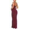imageREORIA Womens Basic Sexy Lounge Slip Long Dress Elegant Sleeveless Backless Ribbed Bodycon Maxi DressesBurgundy