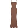 imageREORIA Womens Basic Sexy Lounge Slip Long Dress Elegant Sleeveless Backless Ribbed Bodycon Maxi DressesCoffee