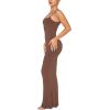 imageREORIA Womens Basic Sexy Lounge Slip Long Dress Elegant Sleeveless Backless Ribbed Bodycon Maxi DressesCoffee