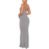 imageREORIA Womens Basic Sexy Lounge Slip Long Dress Elegant Sleeveless Backless Ribbed Bodycon Maxi DressesLight Grey