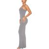 imageREORIA Womens Basic Sexy Lounge Slip Long Dress Elegant Sleeveless Backless Ribbed Bodycon Maxi DressesLight Grey