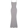imageREORIA Womens Basic Sexy Lounge Slip Long Dress Elegant Sleeveless Backless Ribbed Bodycon Maxi DressesLight Grey