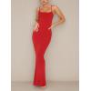 imageREORIA Womens Basic Sexy Lounge Slip Long Dress Elegant Sleeveless Backless Ribbed Bodycon Maxi DressesRed