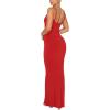 imageREORIA Womens Basic Sexy Lounge Slip Long Dress Elegant Sleeveless Backless Ribbed Bodycon Maxi DressesRed