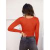 imageREORIA Womens Basic Sexy Square Neck Double Lined Long Sleeve Bodysuit Tops JumpsuitsOrange Rust