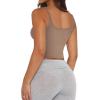 imageREORIA Womens Basic Spaghetti Strap Scoop Neck Tank Top Sleeveless Camisole Yoga Crop TopsKhaki
