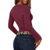 imageREORIA Womens Lace V Neck Bell Sleeve Sexy Going Out Double Lined Trendy Y2K Crop TopsBurgundy