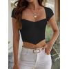 imageREORIA Womens Sexy Square Neck Slim Fit Short Sleeve Corset T Shirts Double Lined Tee Seamed Cup Going Out TopsBlack