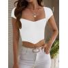 imageREORIA Womens Sexy Square Neck Slim Fit Short Sleeve Corset T Shirts Double Lined Tee Seamed Cup Going Out TopsWhite